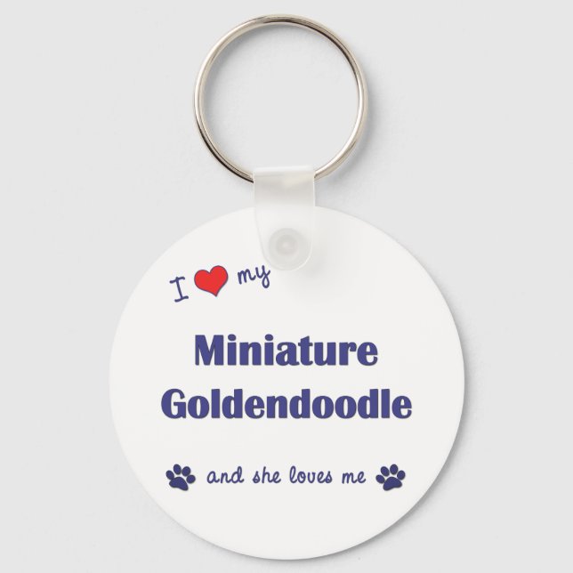 I Love My Miniature Goldendoodle (Female Dog) Keychain (Front)