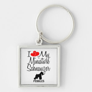 I Love My Miniature Schnauzer Dog Keychain