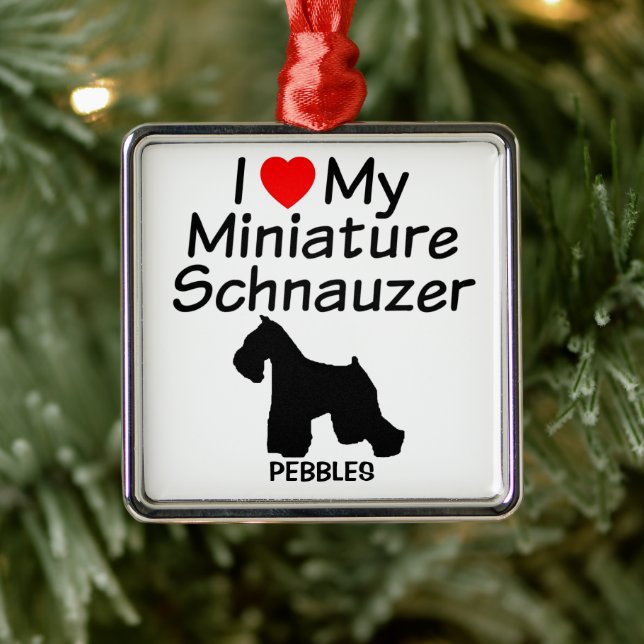 I Love My Miniature Schnauzer Dog Metal Ornament (Tree)
