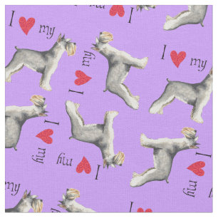 I Love my Miniature Schnauzer Fabric