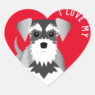 I Love My Miniature Schnauzer Heart Sticker