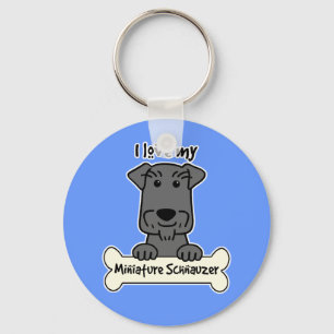 I Love My Miniature Schnauzer Keychain