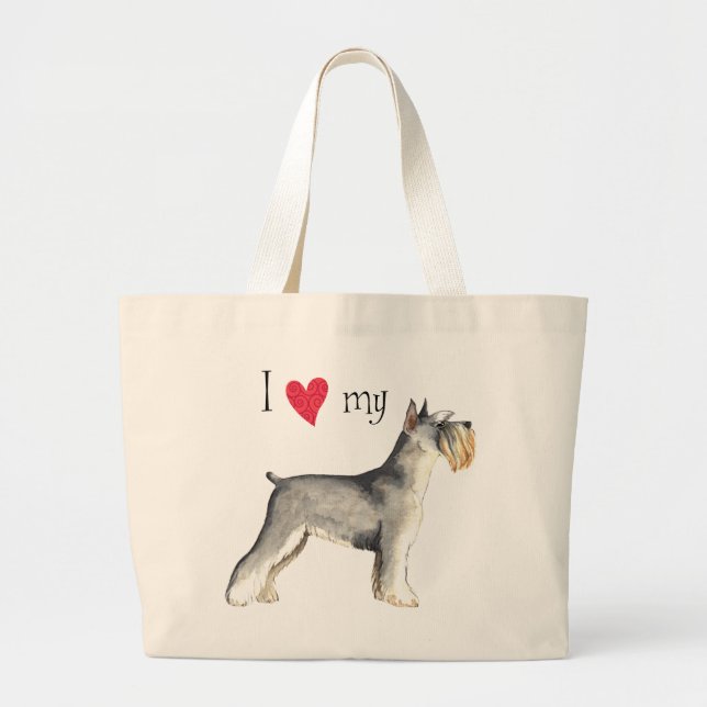 I Love my Miniature Schnauzer Large Tote Bag (Front)