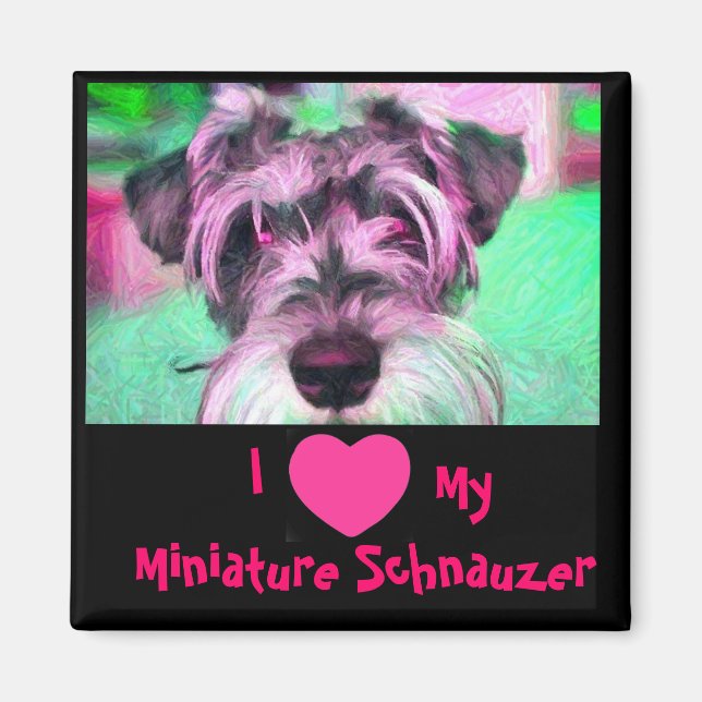 I Love My Miniature Schnauzer Magnet (Front)