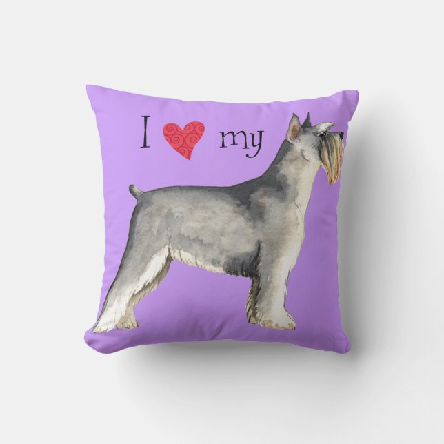 I Love my Miniature Schnauzer Throw Pillow (Front)