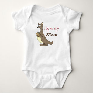 I Love My Mom Cute Kangaroos Baby Clothes Bodysuit