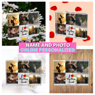 I Love My Mom Photo Collage Block