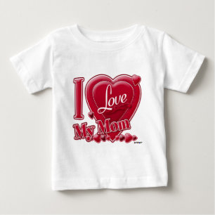 I Love My Mom red - heart Baby T-Shirt