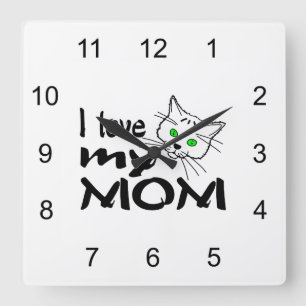 I Love My Mom Square Wall Clock