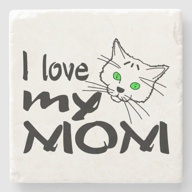 I Love My Mom Stone Coaster (Front)