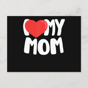 I Love My Mom TShirt with Large Red Heart Holiday Postcard