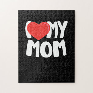 I Love My Mom TShirt with Large Red Heart Jigsaw Puzzle