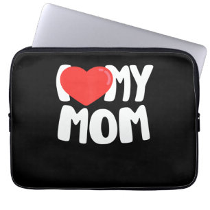 I Love My Mom TShirt with Large Red Heart Laptop Sleeve