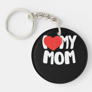 I Love My Mom TShirt with Large Red HeartI Love My Keychain