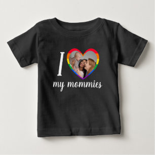 I love my mommies LGTB colours flag heart Baby T-Shirt