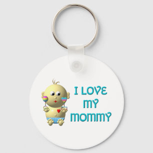 I love my mommy Bouncing Baby with Heart & Rattles Keychain