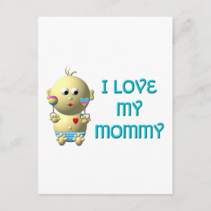 I love my mommy Bouncing Baby with Heart & Rattles Postcard