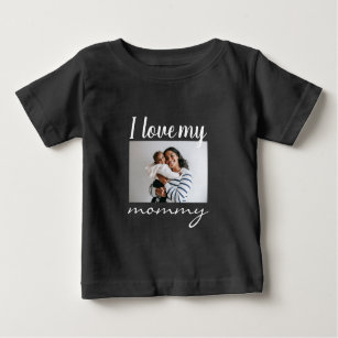 I love my mommy calligraphy text, photo black baby T-Shirt