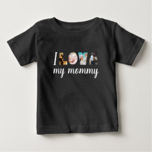 I love my mommy custom photo letters black baby T-Shirt