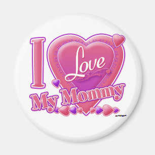 I Love My Mommy pink/purple - heart Magnet