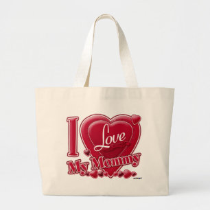 I Love My Mommy red - heart Large Tote Bag