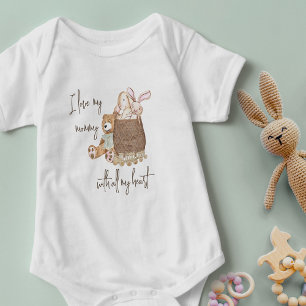 I Love My Mommy Teddy Bear Toy Basket Baby Bodysuit
