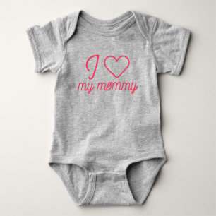 I Love My Mommy Thin Cursive Typography Baby Bodysuit