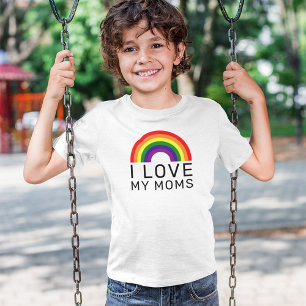 I Love My Moms Rainbow Pride Kids T-Shirt