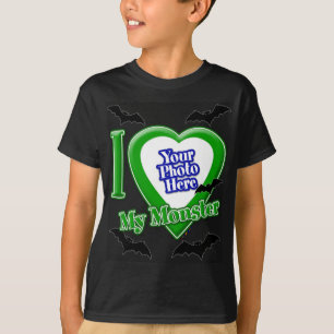 I Love My Monster With Your Photo With Bats T-Shirt