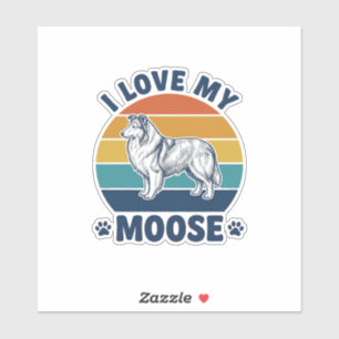 I Love My Moose Dog Retro Engraving Design_1