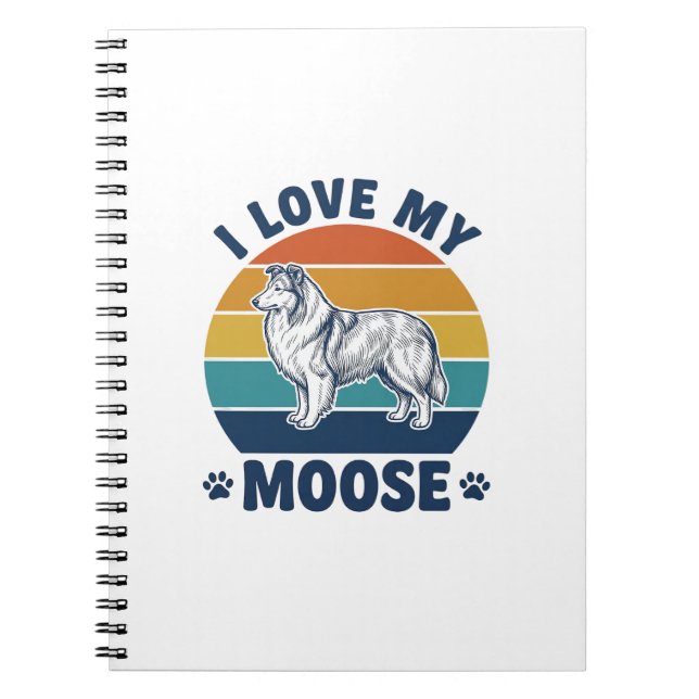 I Love My Moose Dog Retro Engraving Design_1 Notebook (Front)