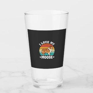 I Love My Moose Retro Collie Dog Glass