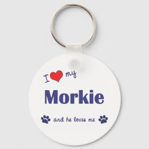 I Love My Morkie (Male Dog) Keychain