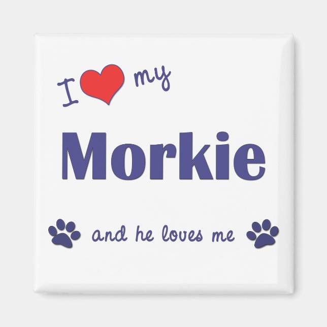 I Love My Morkie (Male Dog) Magnet (Front)