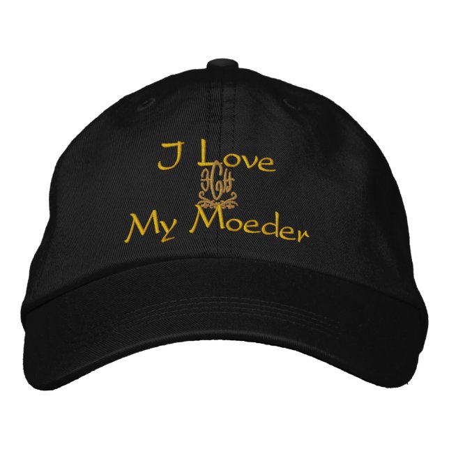 I Love My Mother In Afrikaans Chocolate Embroidered Hat (Front)