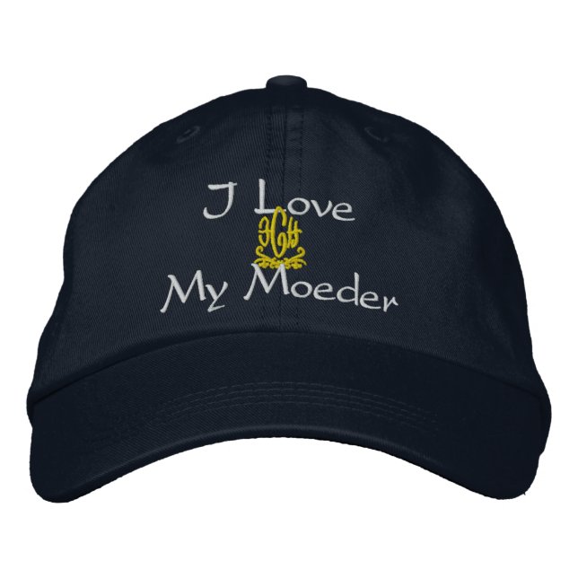 I Love My Mother In Afrikaans Navy Embroidered Hat (Front)
