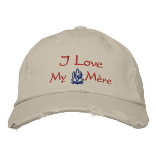 I Love My Mother In French Stone II Embroidered Hat