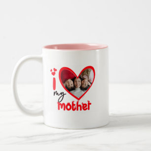 I Love My Mother Photo Gift Classic Mug, 11 oz Co Two-Tone Coffee Mug