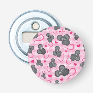I love my mouse pattern in pink bottle opener