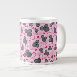 I love my mouse pattern in pink large coffee mug