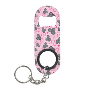 I love my mouse pattern in pink mini bottle opener