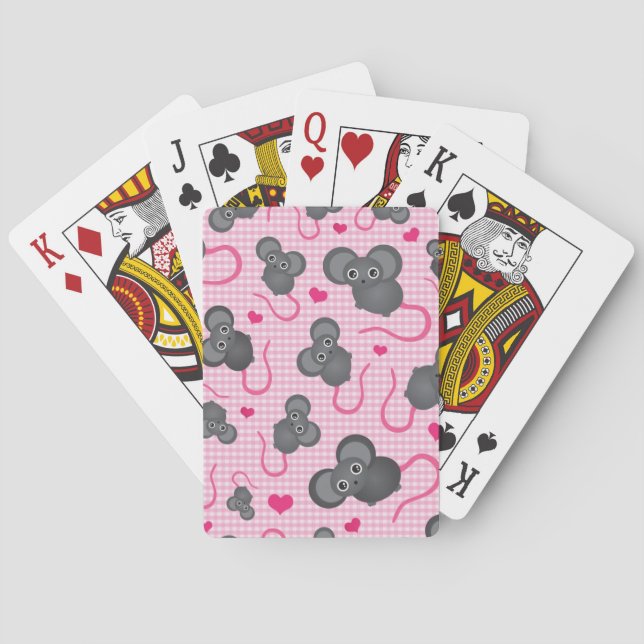 I love my mouse pattern in pink playing cards (Back)
