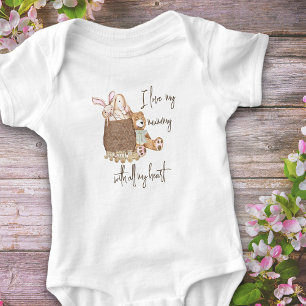 I Love My Mummy Teddy Bear Toy Basket Baby Bodysuit
