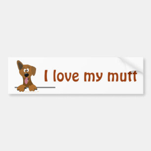 I Love My Mutt Cartoon Dog Lover Template Bumper Sticker