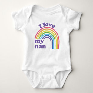 I Love My Nan - Cute Rainbow  Baby Bodysuit