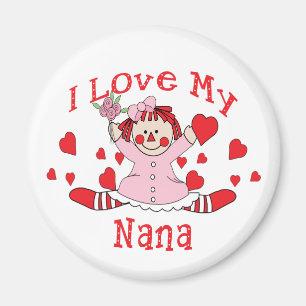 I love My Nana Rag Doll & Hearts Magnet