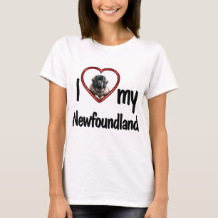 I Love My Newfoundland Dog Lover Red Heart Photo  T-Shirt