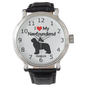 I Love My Newfoundland Dog Silhouette Watch