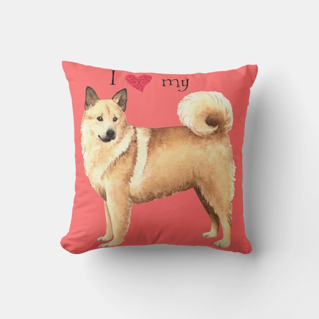 I Love my Norwegian Buhund Throw Pillow (Front)
