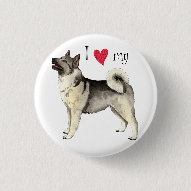 I Love my Norwegian Elkhound 1 Inch Round Button (Front)
